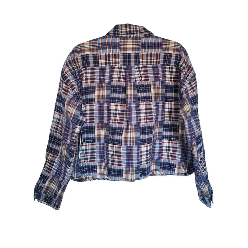 Tuckernuck Patchwork Plaid Flannel Cropped Jasper Button-Down Size XL NWT - Picture 7 of 9